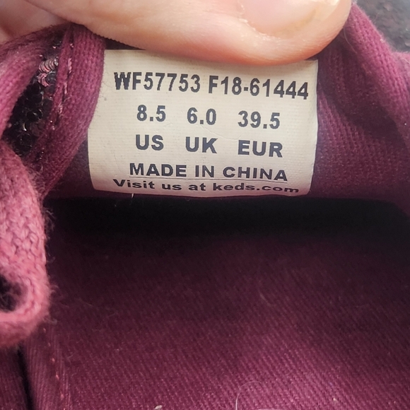 Kate Spade New York X Keds Deep Cherry Lace Up Glitter Sneakers Size 8.5 Formal - Picture 8 of 10